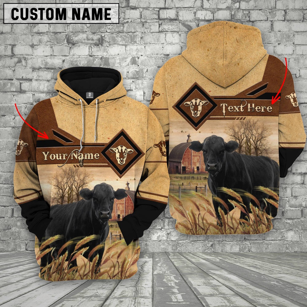 Black Angus On Farms Custom Name Printed 3D Hoodie, Farmer Hoodie, Custom Farm Shirts, Farmer T Shirt
