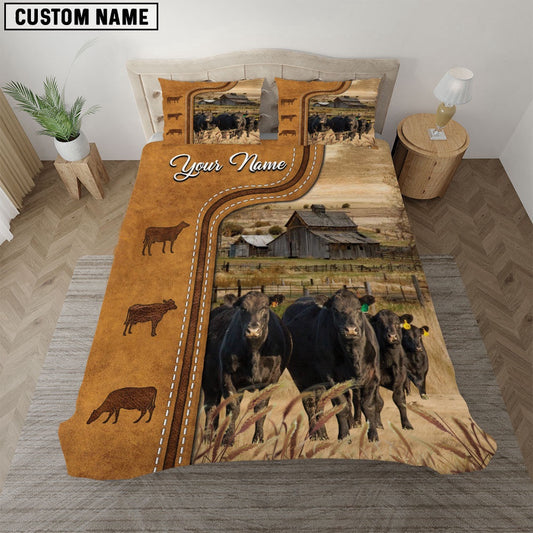 Black Angus On The Farm Personalized Name Bedding Set, Farm Bedding Set, Farmhouse Bedding Set