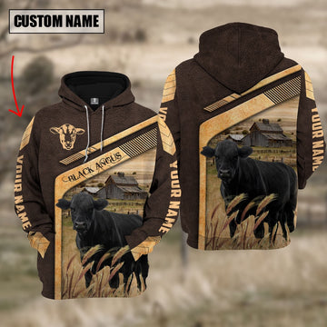 Black Angus On The Meadow Custom Name Hoodie, Farmer Hoodie, Custom Farm Shirts, Farmer T Shirt