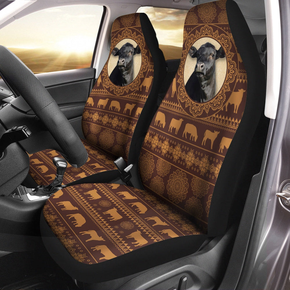 Black Angus Pattern All Over Printed 3D Car Seat Cover, Car Seat Cover, Farm Car Seat Cover, Pet Seat Covers