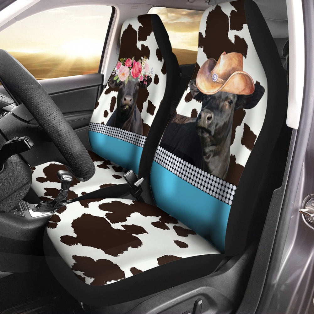 Black Angus Pattern Customized Name Dairy Cow Car Seat Cover, Car Seat Cover, Farm Car Seat Cover, Pet Seat Covers