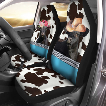 Black Angus Pattern Customized Name Dairy Cow Car Seat Cover, Car Seat Cover, Farm Car Seat Cover, Pet Seat Covers