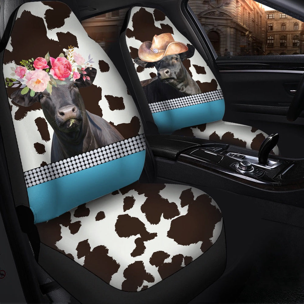 Black Angus Pattern Customized Name Dairy Cow Car Seat Cover, Car Seat Cover, Farm Car Seat Cover, Pet Seat Covers