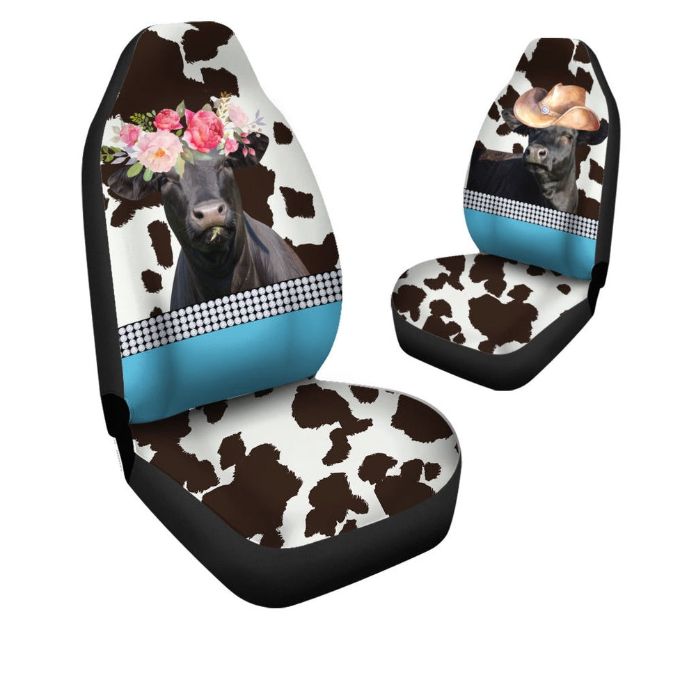 Black Angus Pattern Customized Name Dairy Cow Car Seat Cover, Car Seat Cover, Farm Car Seat Cover, Pet Seat Covers