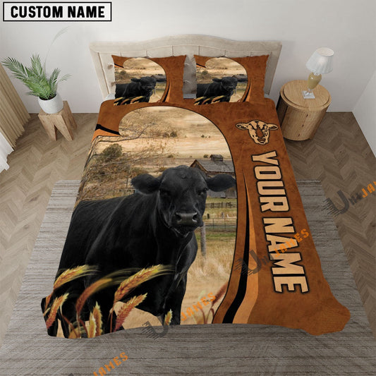 Black Angus Premium Brown Pattern Bedding Set, Farm Bedding Set, Farmhouse Bedding Set