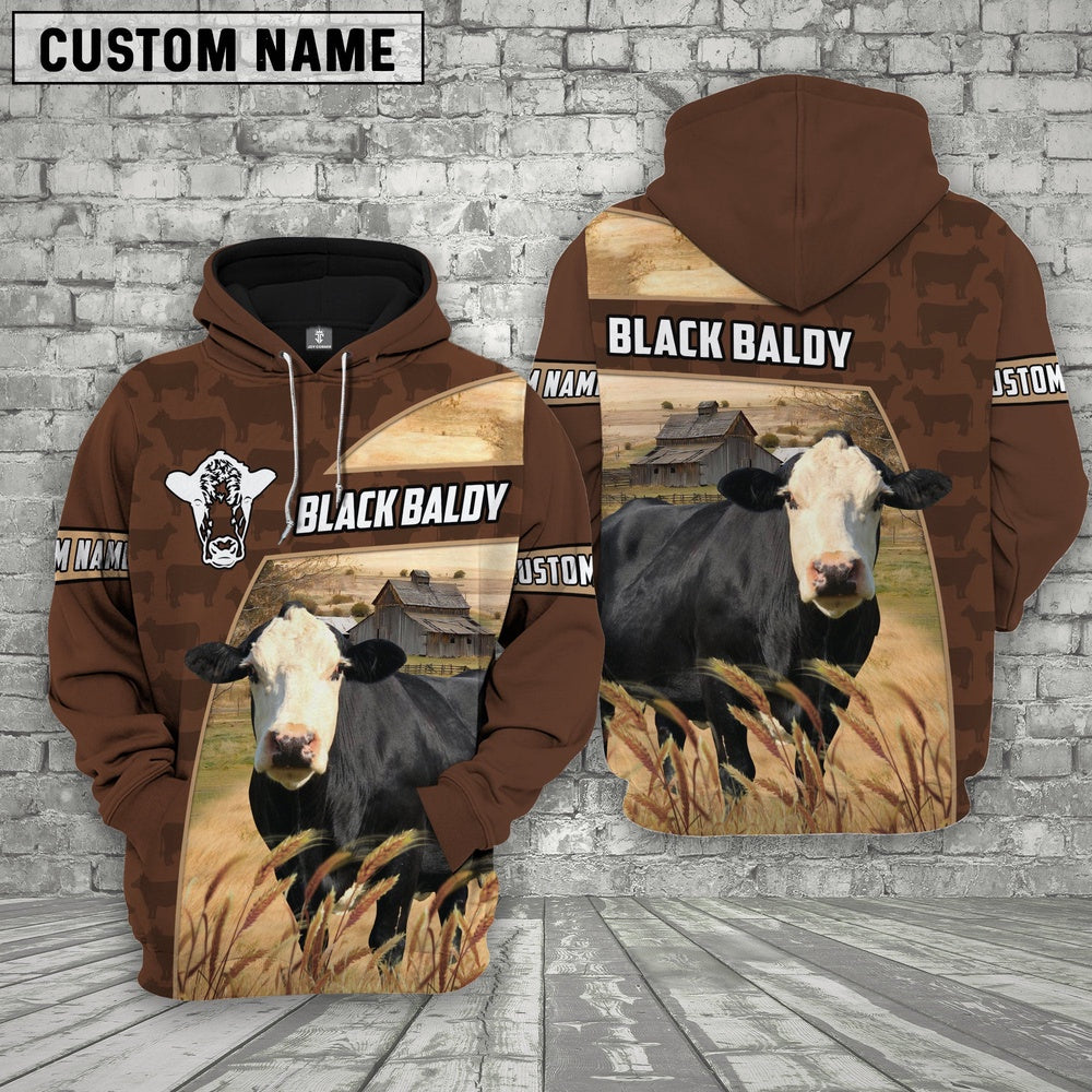 Black Baldy Brown Farm Personalized 3D Hoodie, Farmer Hoodie, Custom Farm Shirts, Farmer T Shirt