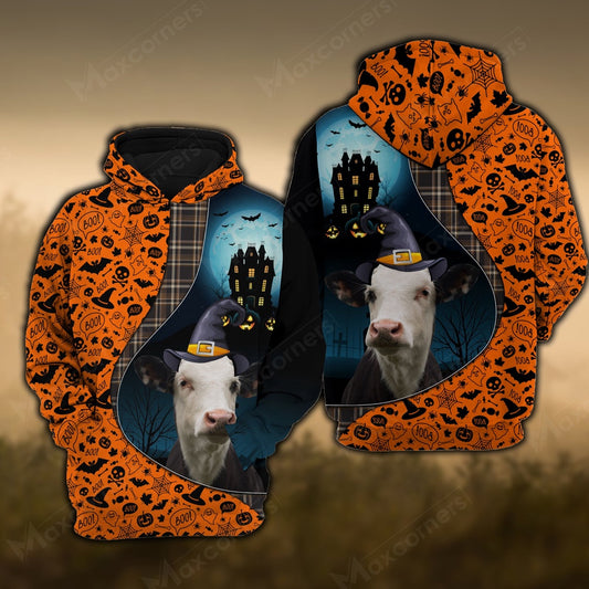 Black Baldy Castle Halloween Pattern 3D Hoodie, Farmer Hoodie, Farm Themed Shirts, Farm Tee Shirts