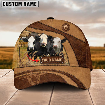 Black Baldy Cattle Customized Name Brown Cap, Farmer Cap, Vintage Farmer Hat, Mens Farmer Hats, Cap For Farmers