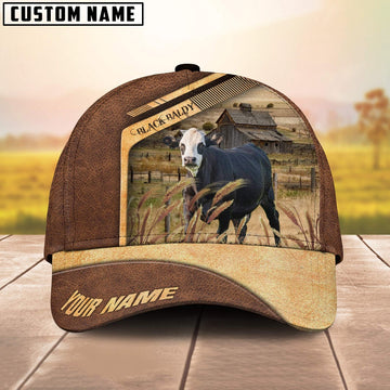Black Baldy Cattle Customized Name Brown Farm Cap, Farmer Cap, Vintage Farmer Hat, Mens Farmer Hats, Cap For Farmers