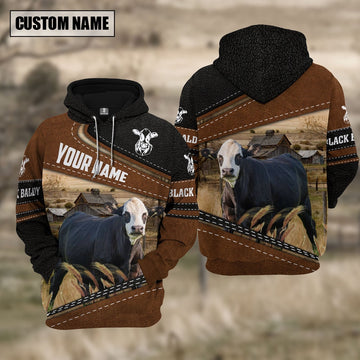 Black Baldy Cattle Leather Pattern Farm Personalized 3D Hoodie, Farmer Hoodie, Custom Farm Shirts, Farmer T Shirt