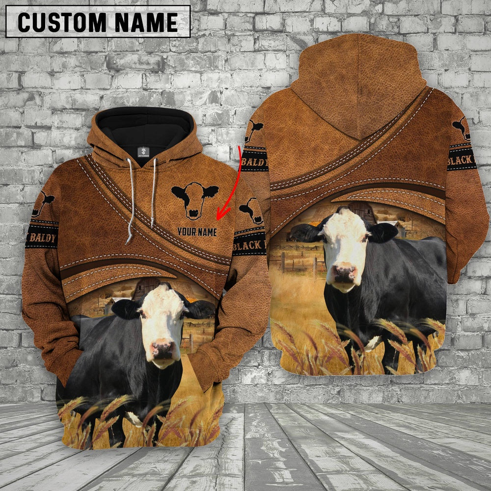 Black Baldy Customized Name Brown Race Hoodie, Farmer Hoodie, Custom Farm Shirts, Farmer T Shirt