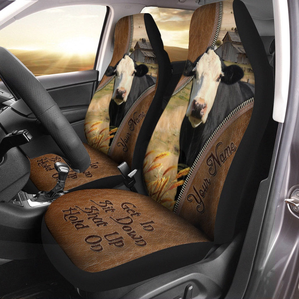 Black Baldy Customized Name Leather Pattern Car Seat Cover, Car Seat Cover, Farm Car Seat Cover, Pet Seat Covers