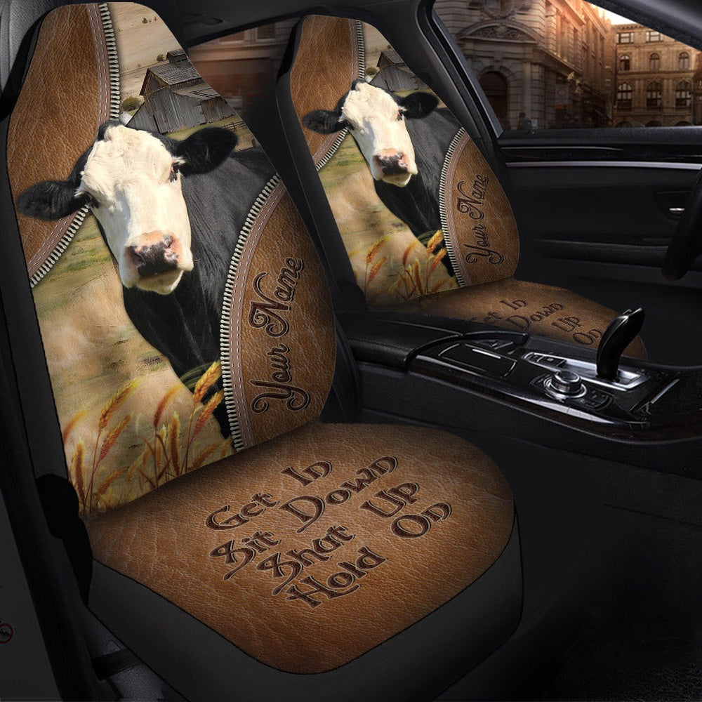 Black Baldy Customized Name Leather Pattern Car Seat Cover, Car Seat Cover, Farm Car Seat Cover, Pet Seat Covers
