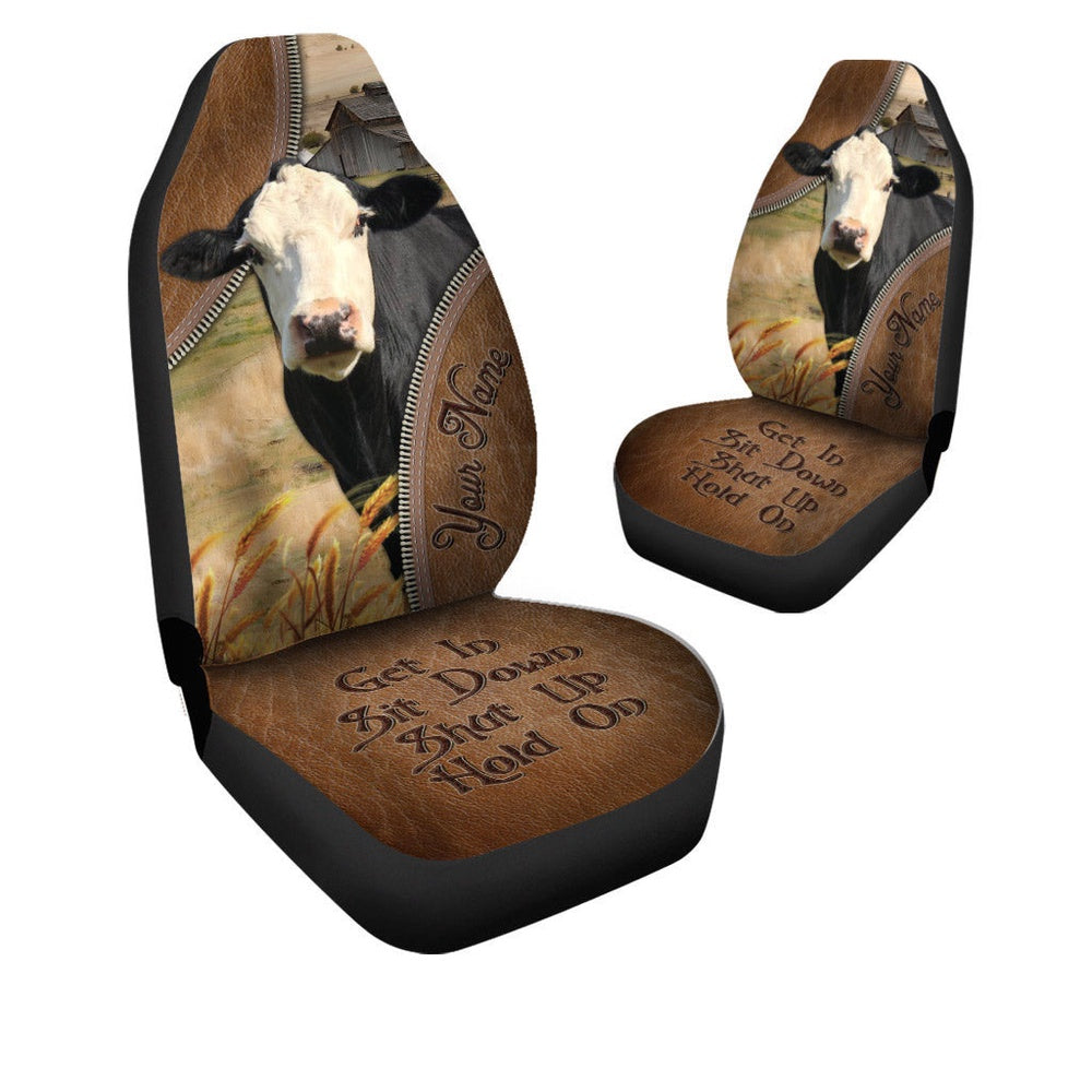 Black Baldy Customized Name Leather Pattern Car Seat Cover, Car Seat Cover, Farm Car Seat Cover, Pet Seat Covers