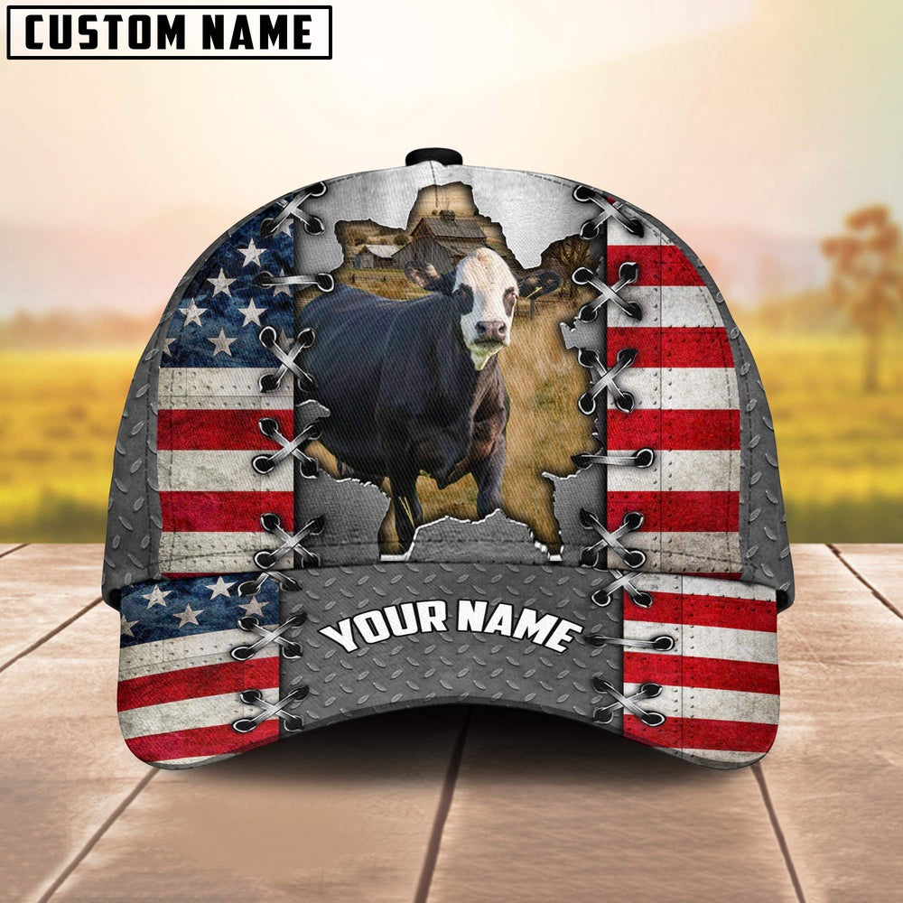 Black Baldy Customized Name US Flag Cap, Farmer Cap, Vintage Farmer Hat, Mens Farmer Hats, Cap For Farmers