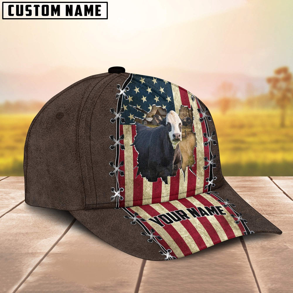 Black Baldy Flag Customized Name Denim Cap, Farmer Cap, Vintage Farmer Hat, Mens Farmer Hats, Cap For Farmers