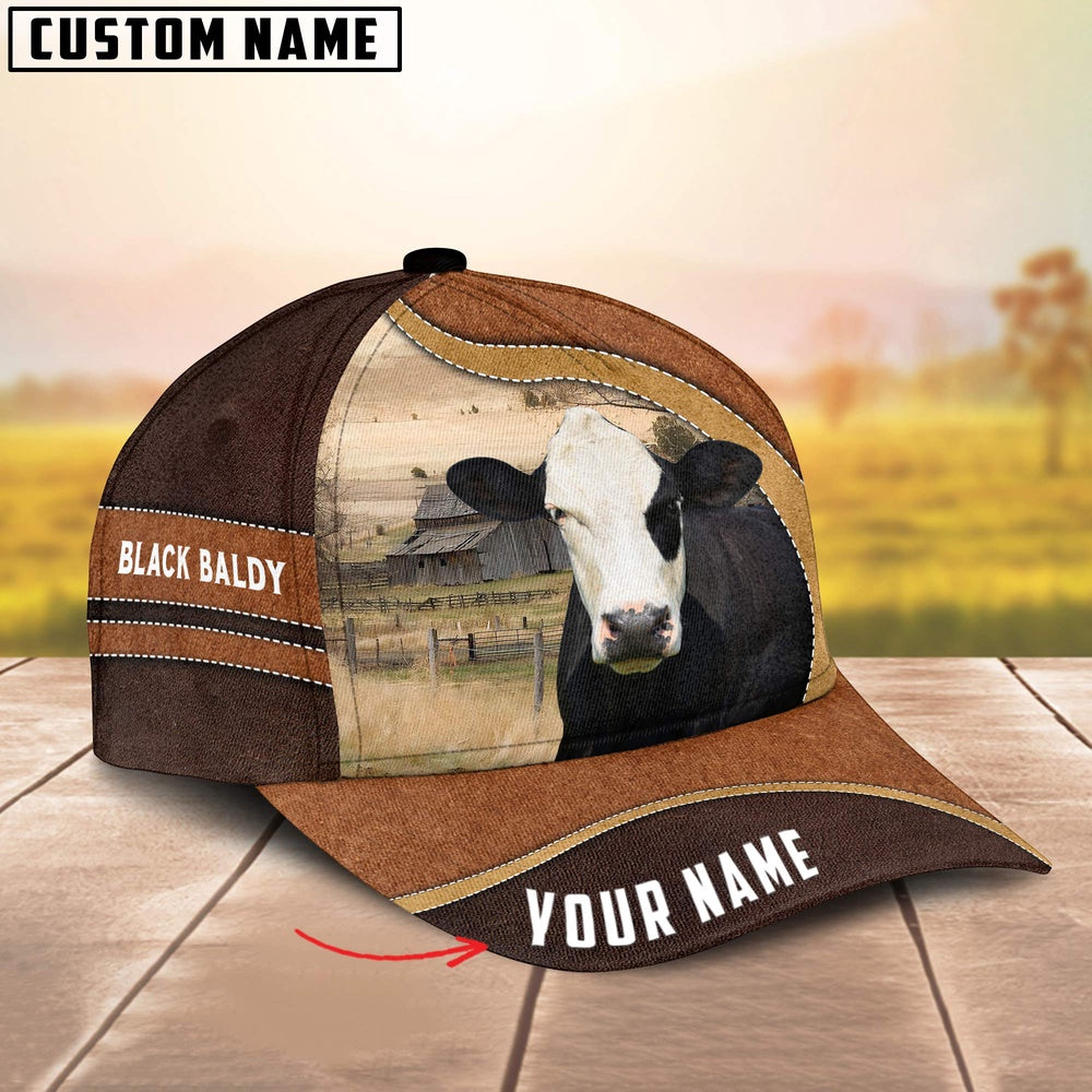 Black Baldy Happy Face Customized Name Cap, Farmer Cap, Vintage Farmer Hat, Mens Farmer Hats, Cap For Farmers