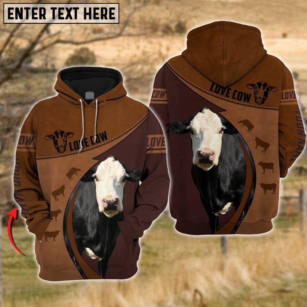 Black Baldy Love Cattle Leather Pattern Personalized All Over Printed Hoodie, Farmer Hoodie, Custom Farm Shirts, Farmer T Shirt
