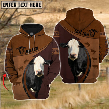 Black Baldy Love Cattle Leather Pattern Personalized All Over Printed Hoodie, Farmer Hoodie, Custom Farm Shirts, Farmer T Shirt