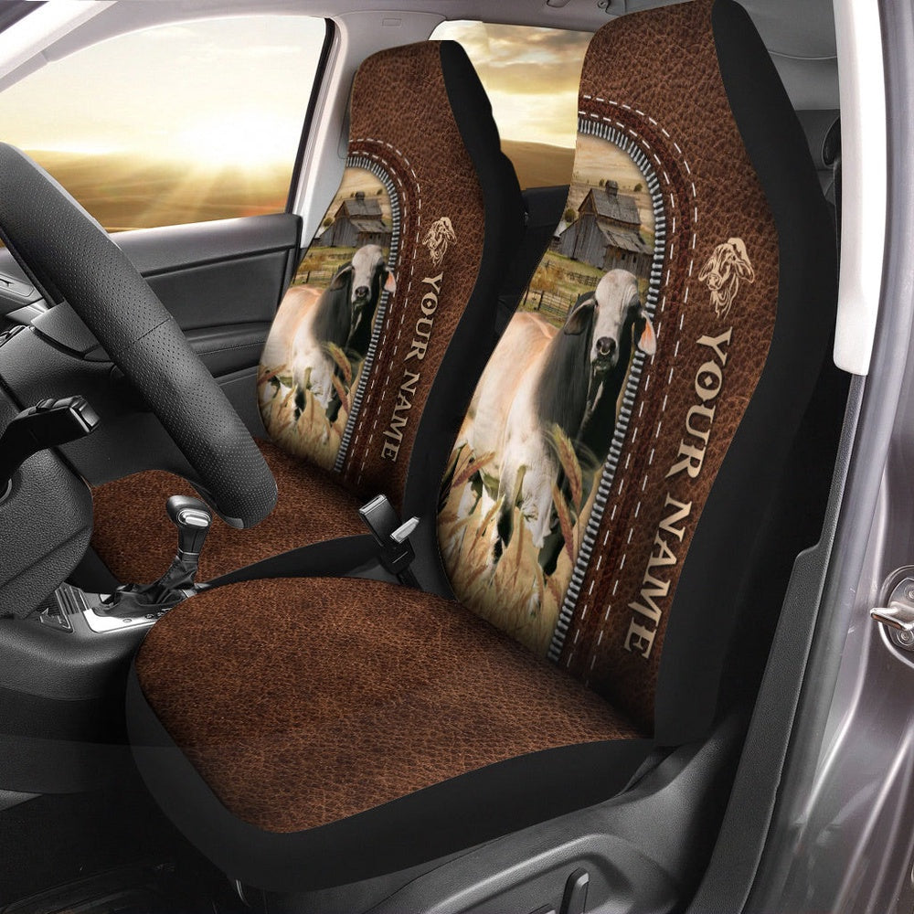 Black Baldy Personalized Name Leather Pattern Car Seat Cover, Car Seat Cover, Farm Car Seat Cover, Pet Seat Covers