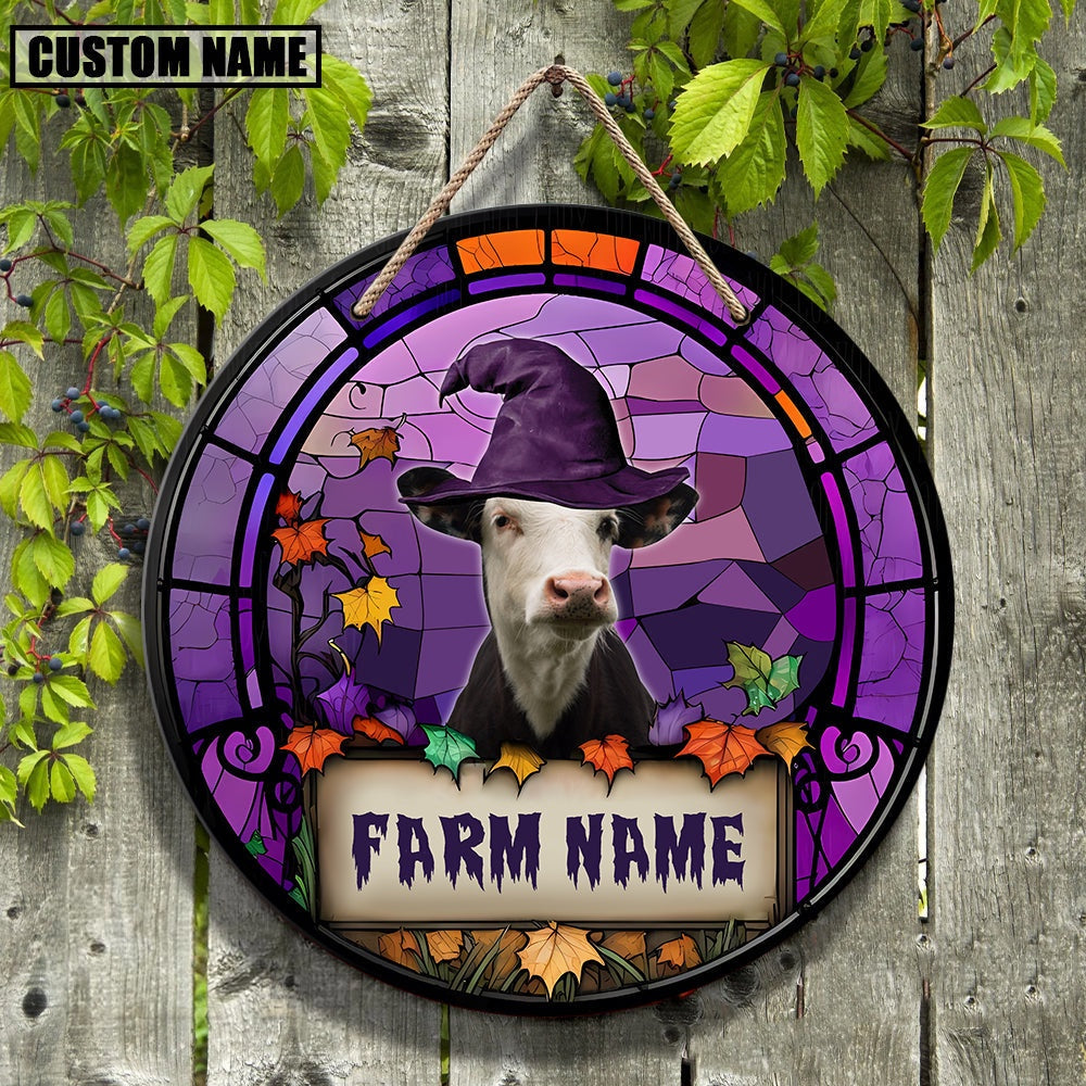 Black Baldy Stained Glass Effect Happy Halloween Wooden Sign, Farm Wood Sign, Farm House Wood Signs