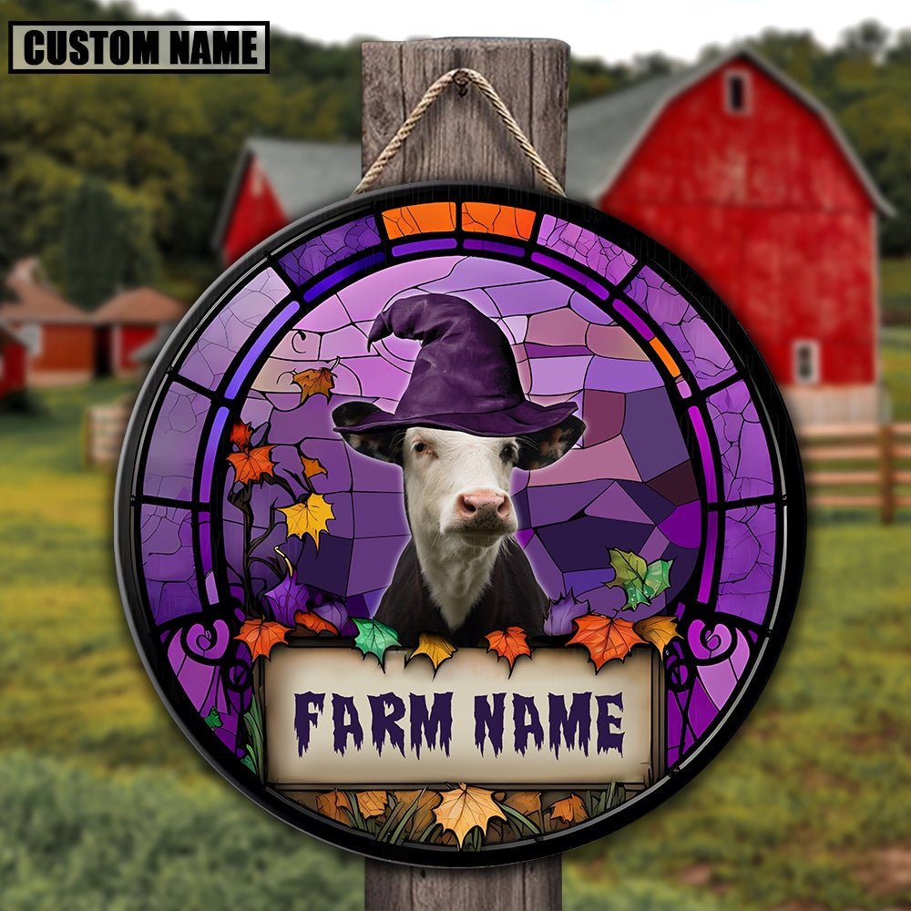 Black Baldy Stained Glass Effect Happy Halloween Wooden Sign, Farm Wood Sign, Farm House Wood Signs