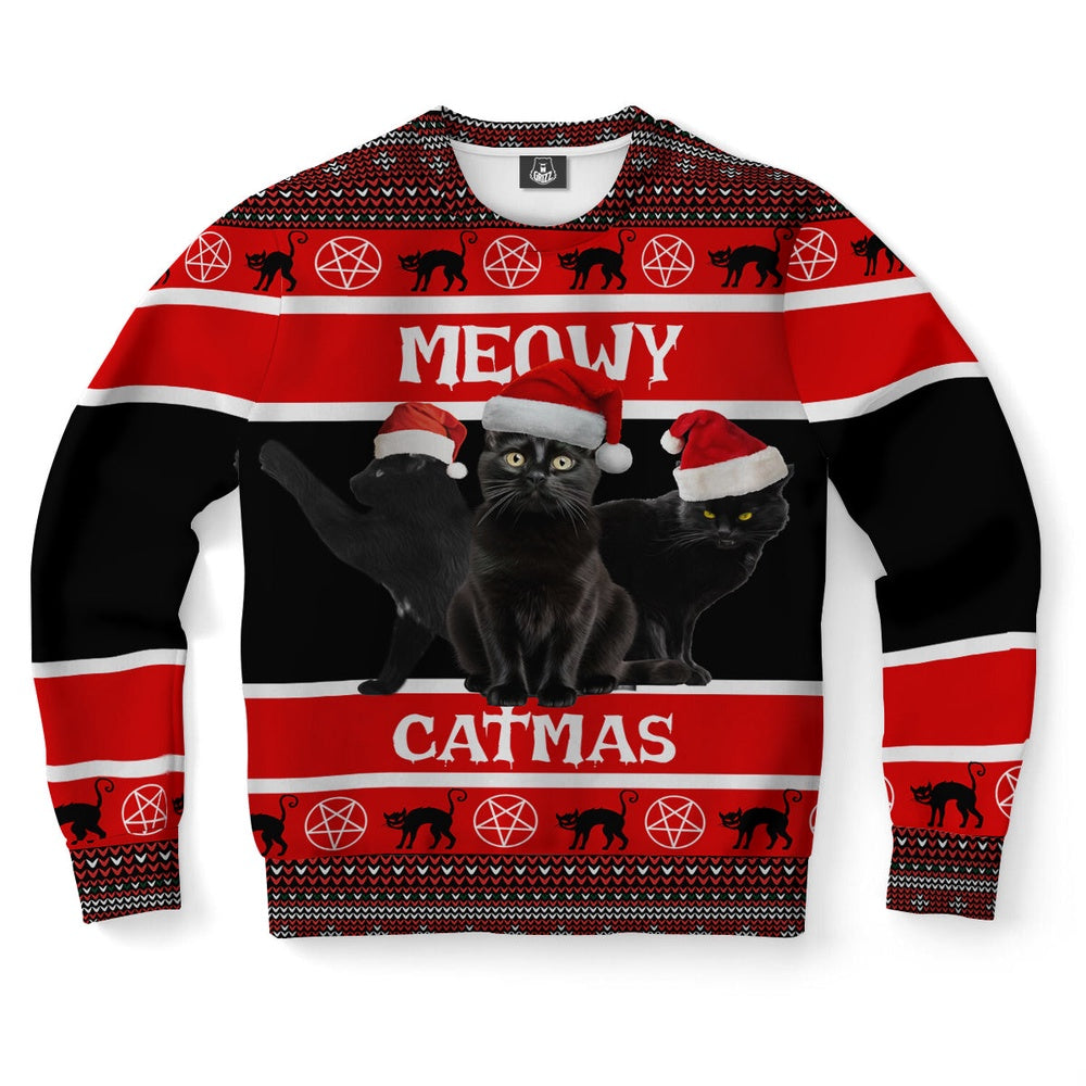 Black Cat Meowy Ugly Christmas Sweater, Christmas Ugly Sweater, Sweater Xmas, Ugly Sweater