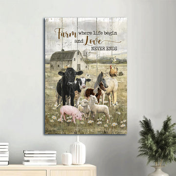 Black Cow, Peace Farm, Animal Of God, Farm Where Life Begin And Love Never Ends, Farm Canvas, Farm Art Decor