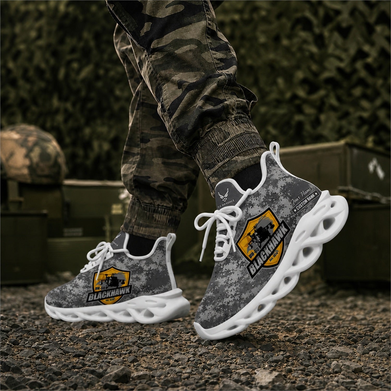 Custom Name Black Hawk Veteran Max Soul Shoes, Veteran Sneaker
