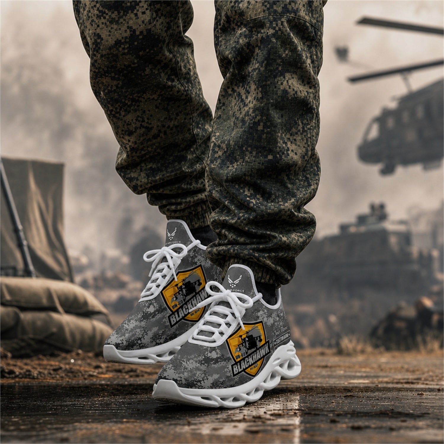 Custom Name Black Hawk Veteran Max Soul Shoes, Veteran Sneaker