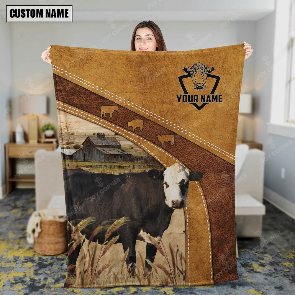 Black Hereford Custom Name Blanket Collection, Farm Blanket, Farm Animal Blanket