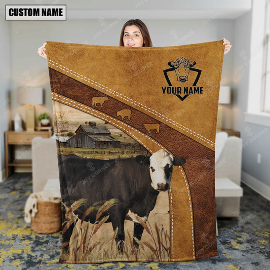 Black Hereford Custom Name Blanket Collection, Farm Blanket, Farm Animal Blanket