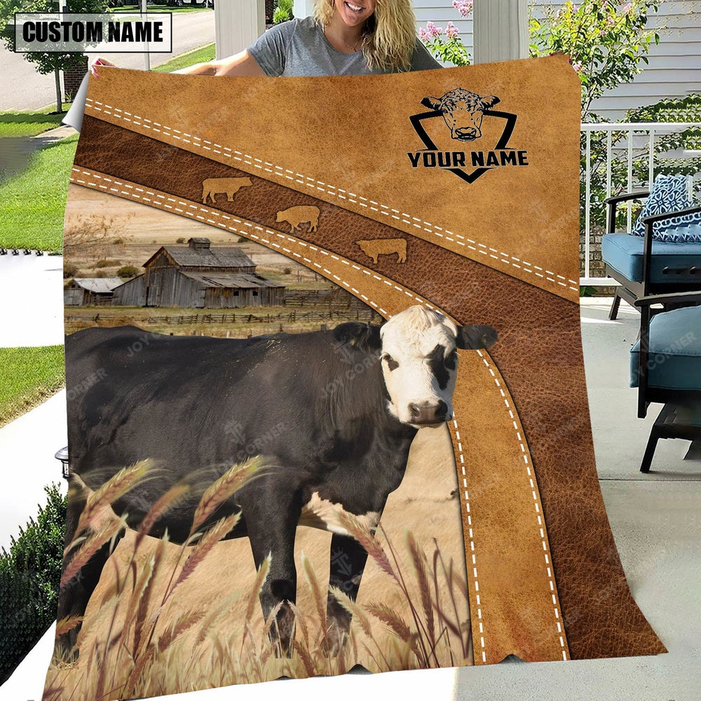Black Hereford Custom Name Blanket Collection, Farm Blanket, Farm Animal Blanket