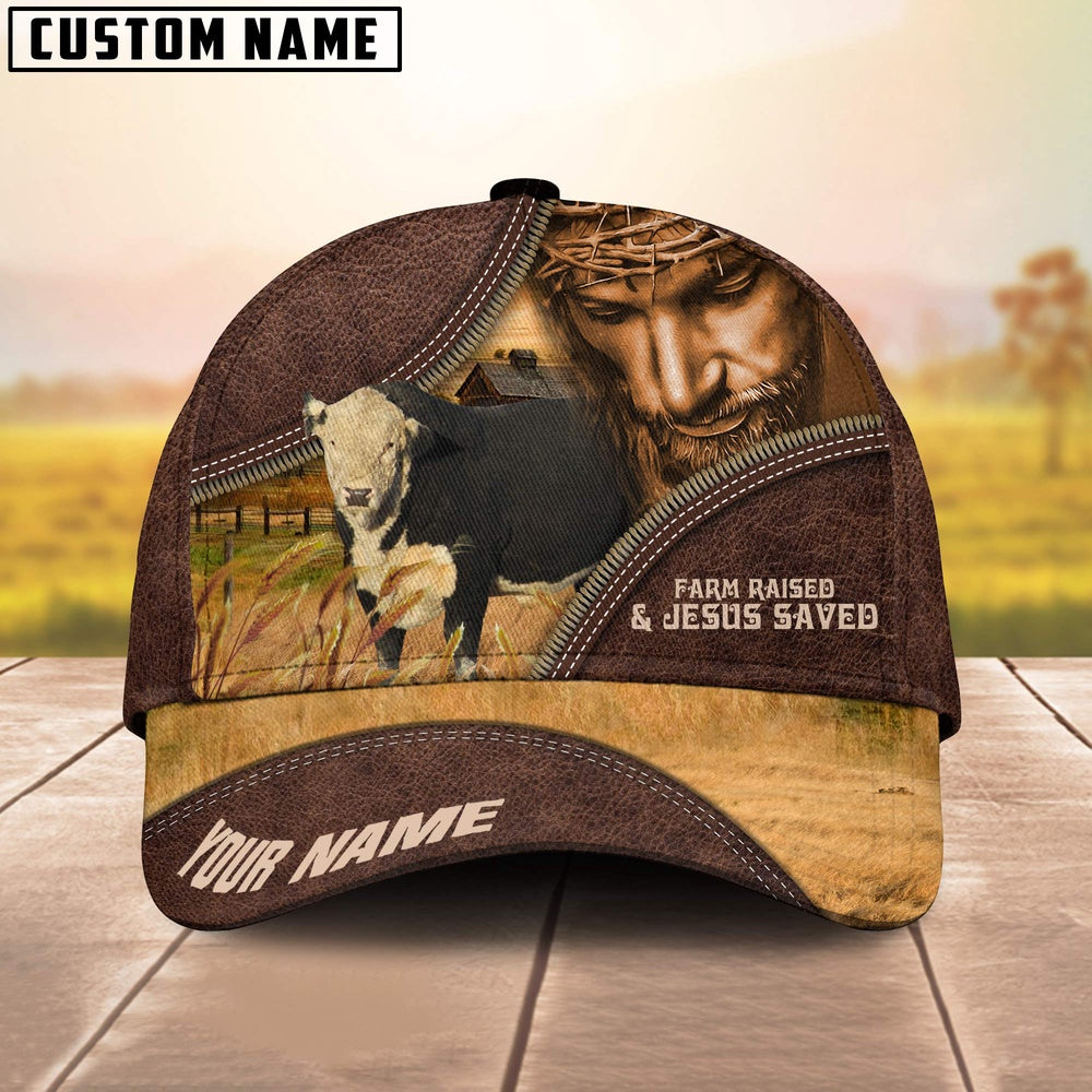 Black Hereford Farm & Jesus Customized Name Cap, Farmer Cap, Vintage Farmer Hat, Mens Farmer Hats, Cap For Farmers