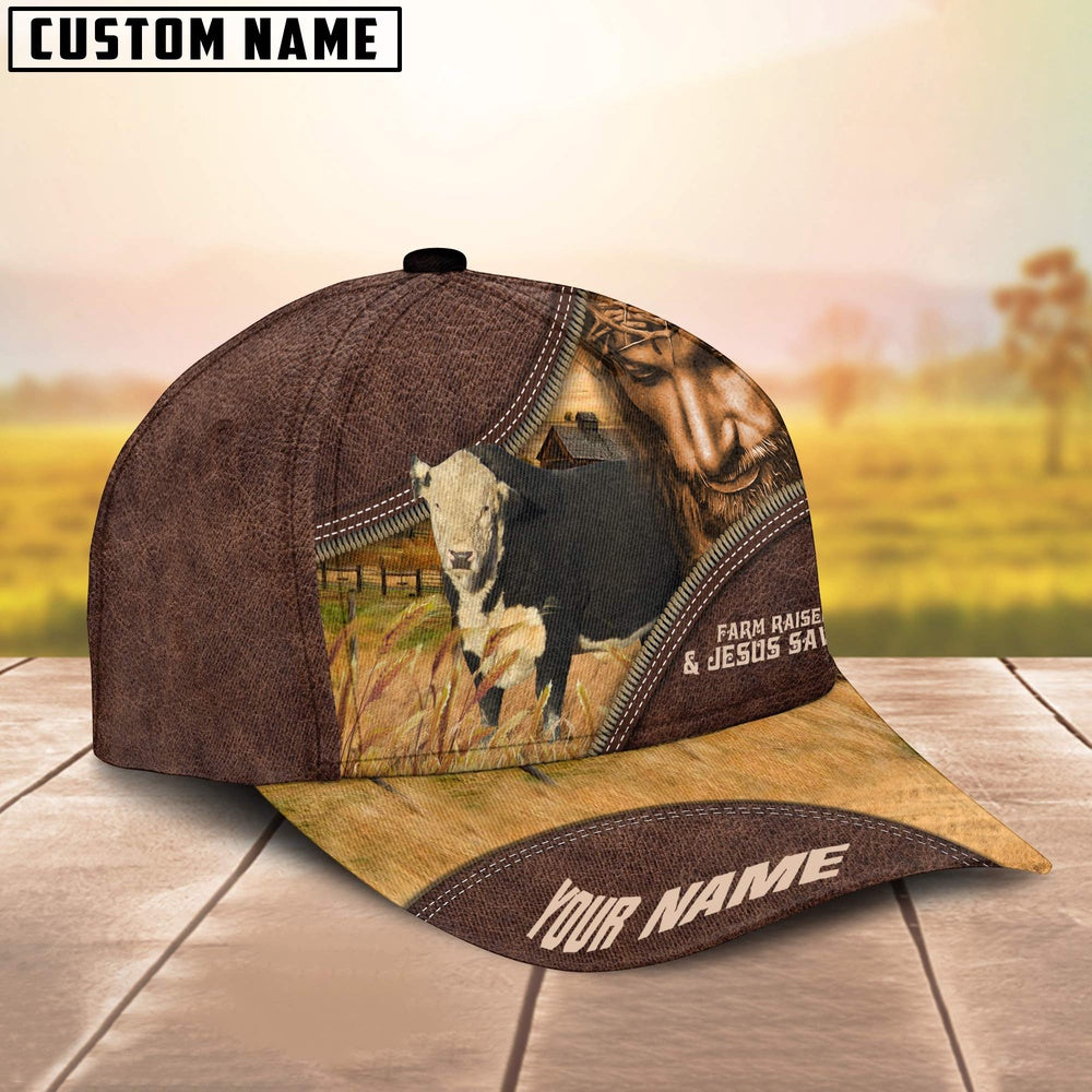 Black Hereford Farm & Jesus Customized Name Cap, Farmer Cap, Vintage Farmer Hat, Mens Farmer Hats, Cap For Farmers