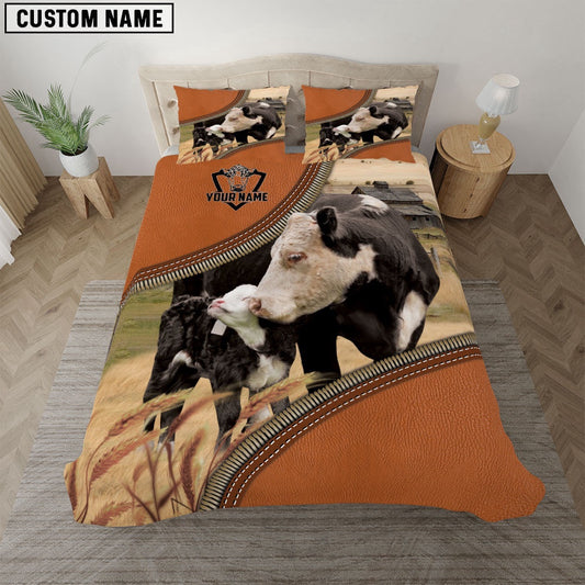 Black Hereford On The Farm Customized Name Bedding Set, Farm Bedding Set, Farmhouse Bedding Set