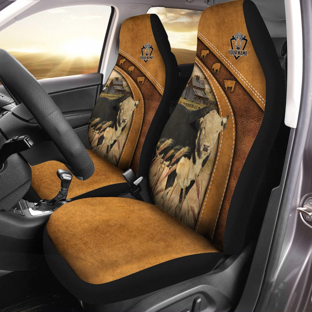 Black Hereford Pattern Customized Name 3D Car Seat Cover, Car Seat Cover, Farm Car Seat Cover, Pet Seat Covers