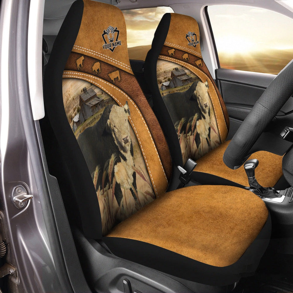 Black Hereford Pattern Customized Name 3D Car Seat Cover, Car Seat Cover, Farm Car Seat Cover, Pet Seat Covers