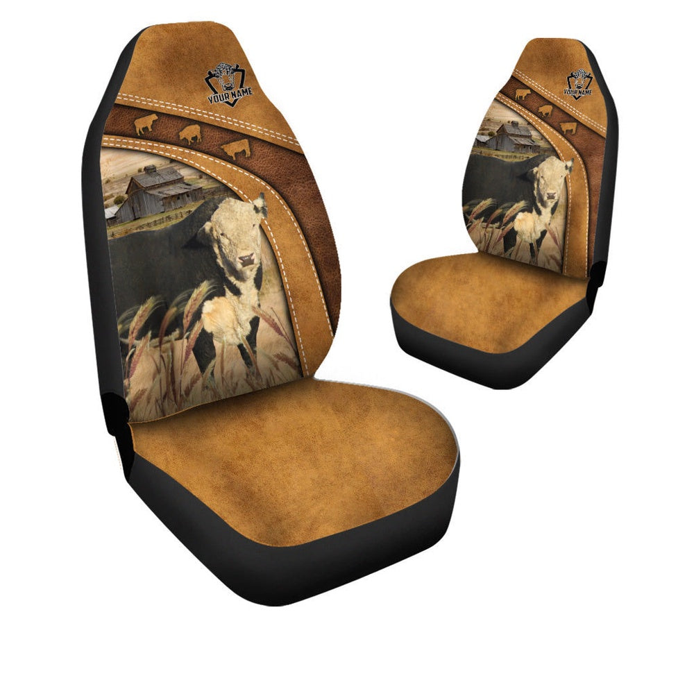 Black Hereford Pattern Customized Name 3D Car Seat Cover, Car Seat Cover, Farm Car Seat Cover, Pet Seat Covers