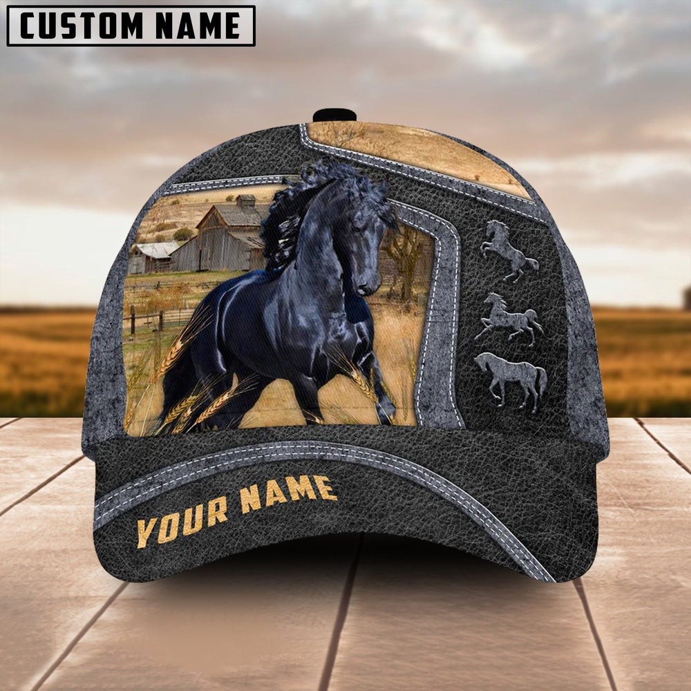 Black Horse Customized Name Cap, Farmer Cap, Vintage Farmer Hat, Mens Farmer Hats, Cap For Farmers
