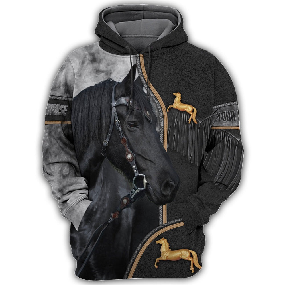 Black Horse Lovers 3D Hoodie, Farmer Hoodie, Farm Themed Shirts, Farm Tee Shirts