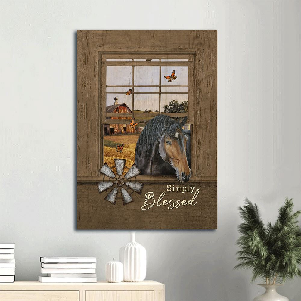 Black Horse, Peace Farm, Windmill Canvas, Simply Blessed, Farm Canvas, Farm Art Decor
