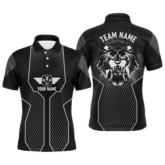 Black Lion Dart Custom Polo Shirts For Men Cool Darts Polo Team Uniform Darts Gifts, Darts Team Polo Shirt