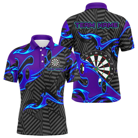 Black Purple Personalized Men Darts Polo Shirts Custom Darts Shirts For Women Darts Team Polo, Darts Team Polo Shirt