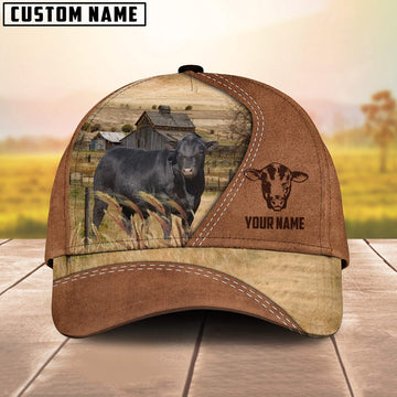 Black Sim Angus Customized Name Brown Cap, Farmer Cap, Vintage Farmer Hat, Mens Farmer Hats, Cap For Farmers