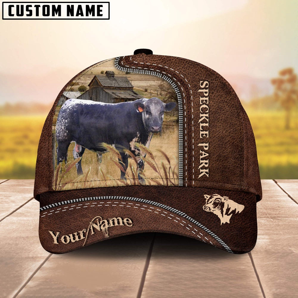 Black Speckled Park Customized Name Leather Pattern Cap, Farmer Cap, Vintage Farmer Hat, Mens Farmer Hats, Cap For Farmers