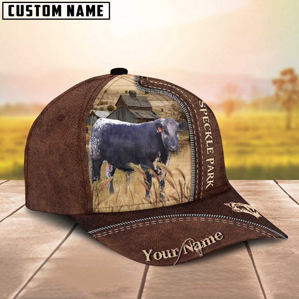 Black Speckled Park Customized Name Leather Pattern Cap, Farmer Cap, Vintage Farmer Hat, Mens Farmer Hats, Cap For Farmers