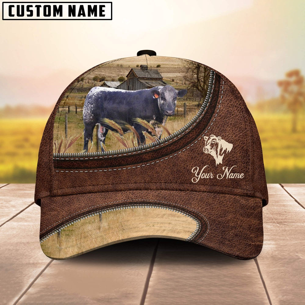Black Speckled Park On The Farm Customized Name Leather Pattern Cap, Farmer Cap, Vintage Farmer Hat, Mens Farmer Hats, Cap For Farmers