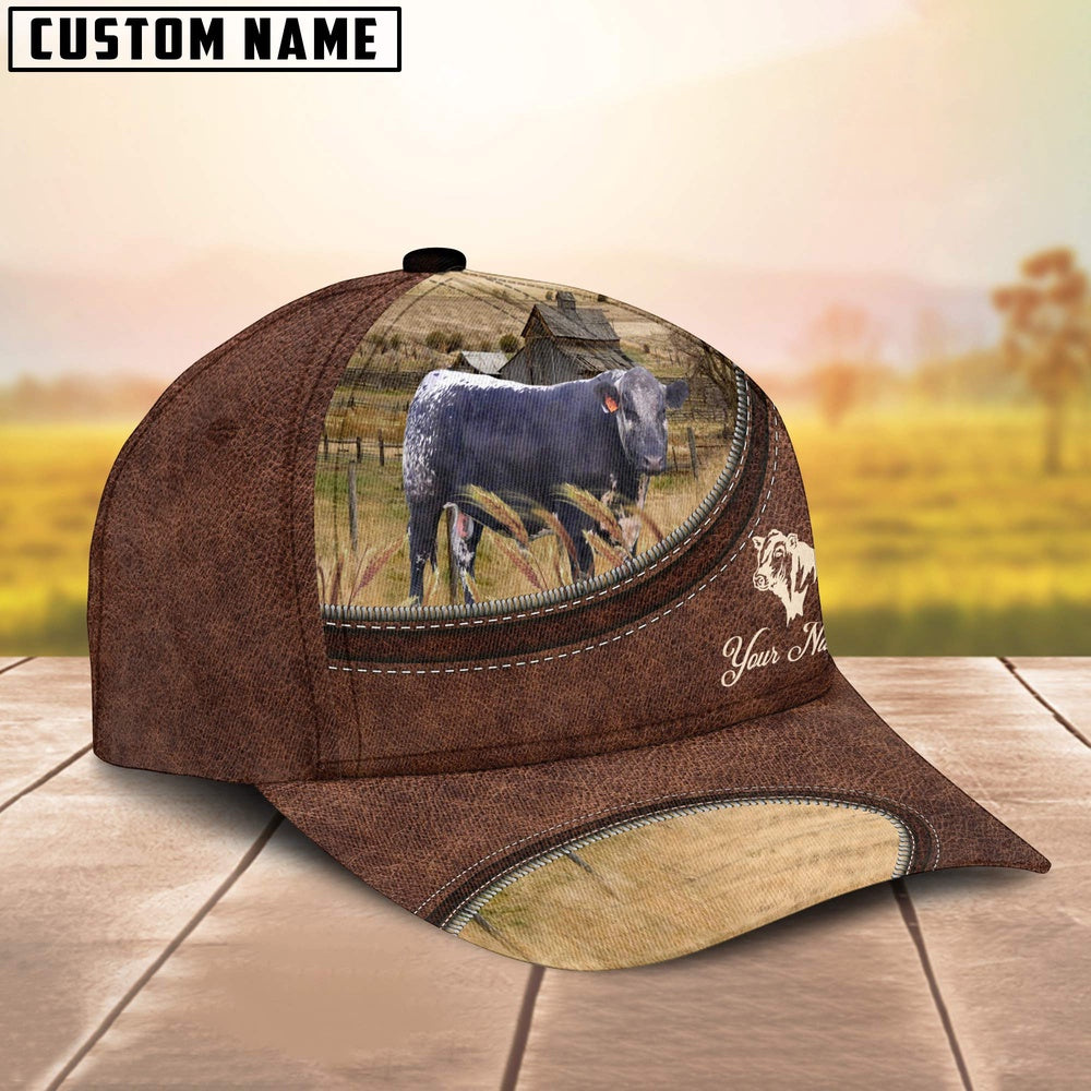Black Speckled Park On The Farm Customized Name Leather Pattern Cap, Farmer Cap, Vintage Farmer Hat, Mens Farmer Hats, Cap For Farmers