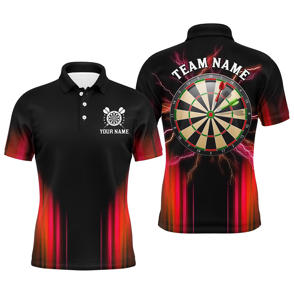 Black and Red Light Darts Polo, Polo Shirt For Men Custom Darts Polo For Team, Darts Team Polo Shirt